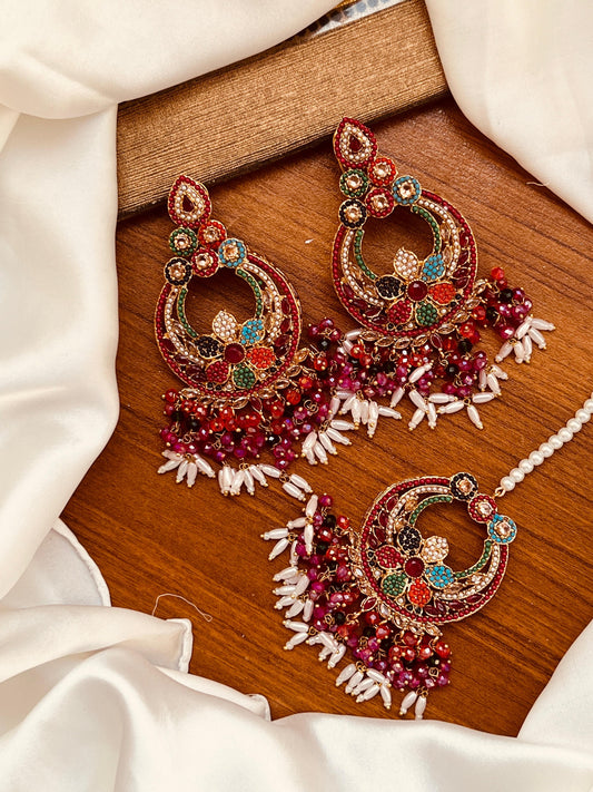 Nauratan Earrings with Tika
