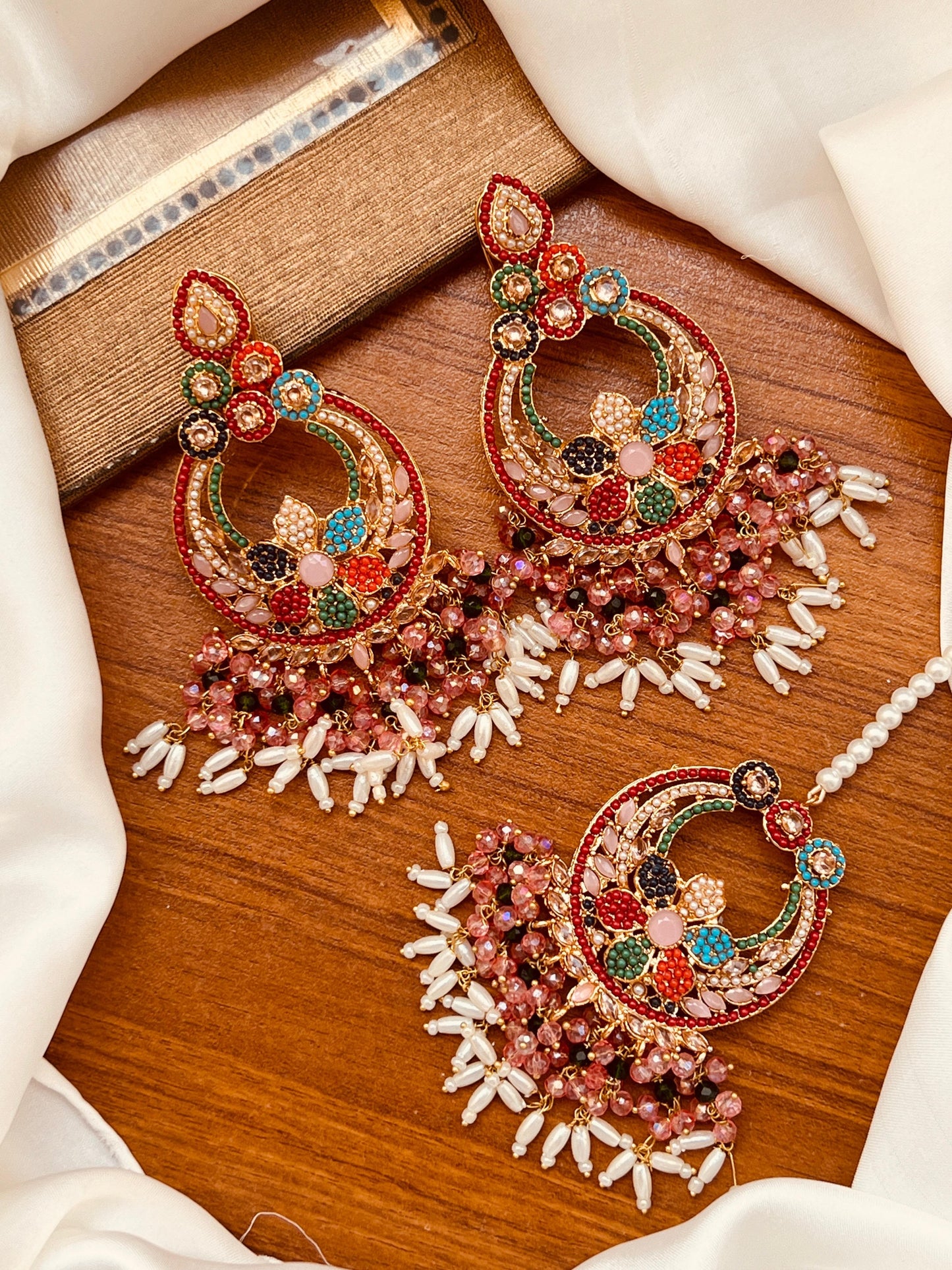 Nauratan Earrings with Tika