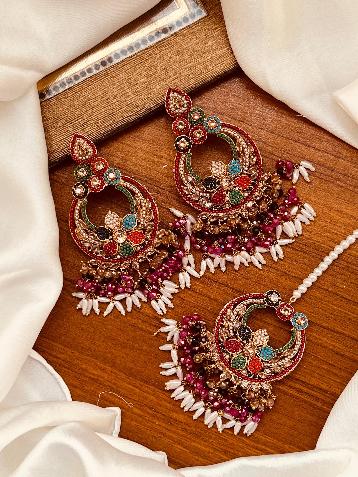 Nauratan Earrings with Tika
