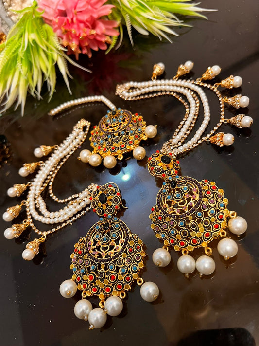 Nauratan Earrings Tika