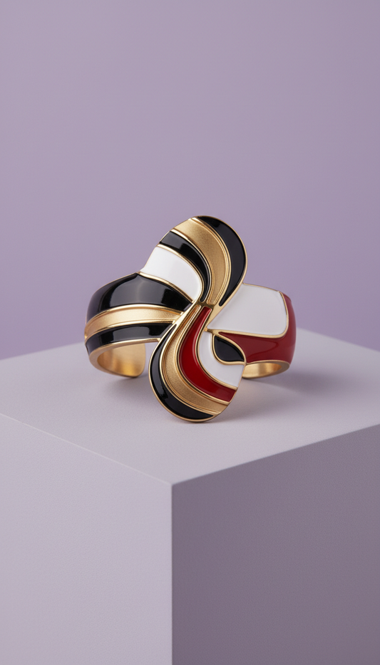 Sculptural enamel cuff bracelet